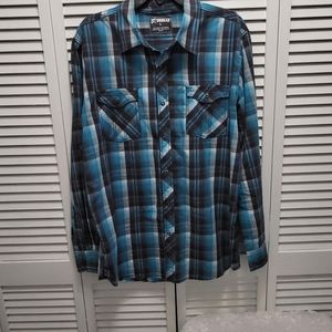 Skully Brand mens plaid shirt size L